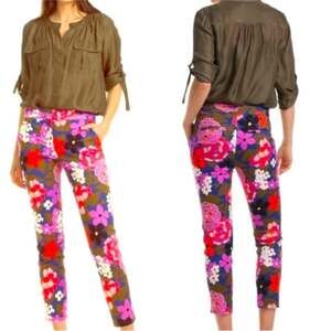 TRINA TURK | Moss Greenhouse Floral Ladybug Ankle Pants Tapered | 10